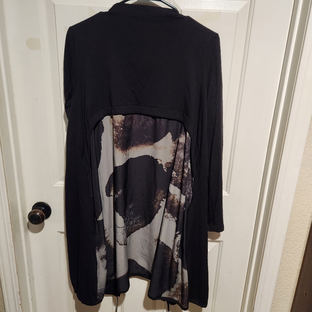 Crea Concept Art To Wear Lagenlook Abstract Open Front Cardigan Artsy Boho